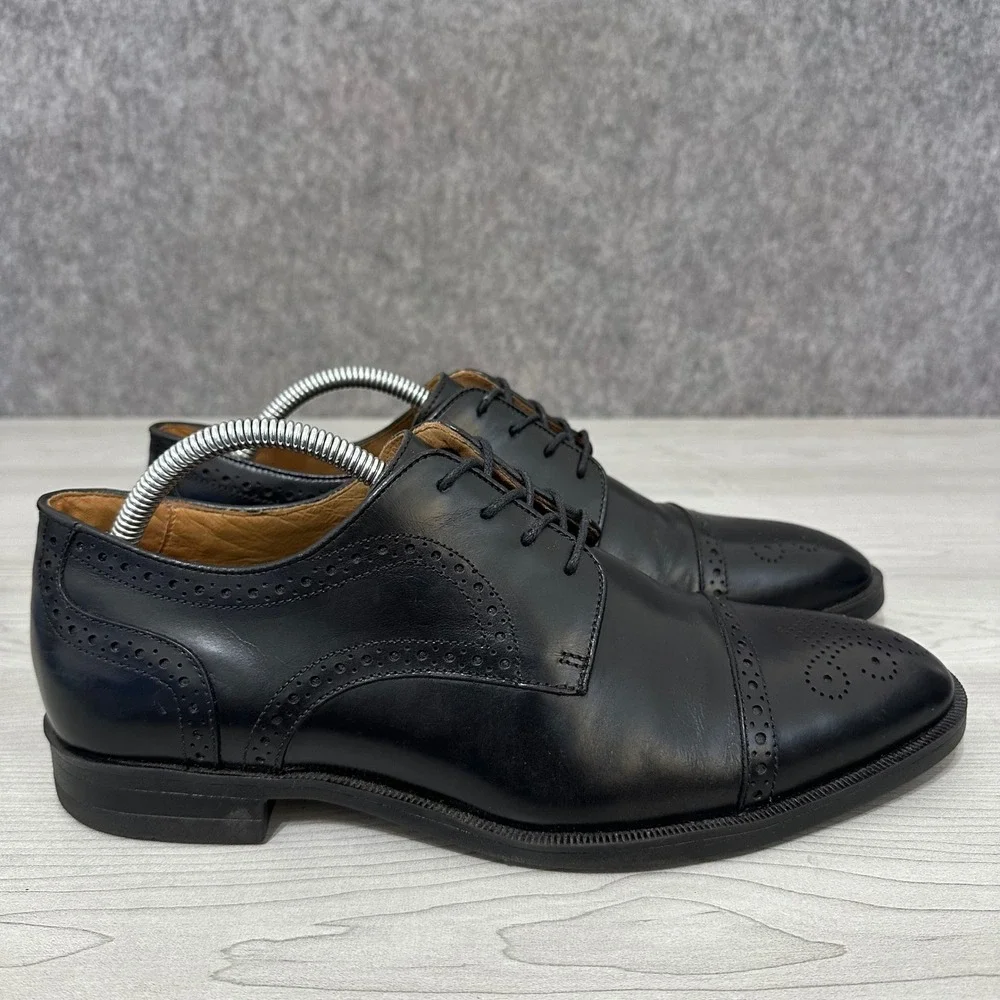 Flag Ltd. Oxford Shoes Mens 9.5 Black Leather Brogue Cap Toe Derby Dress
